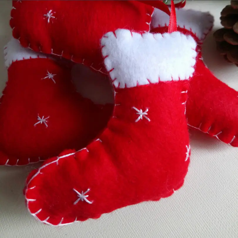 Botte de Noël artisanale en feutrine française, vue de face