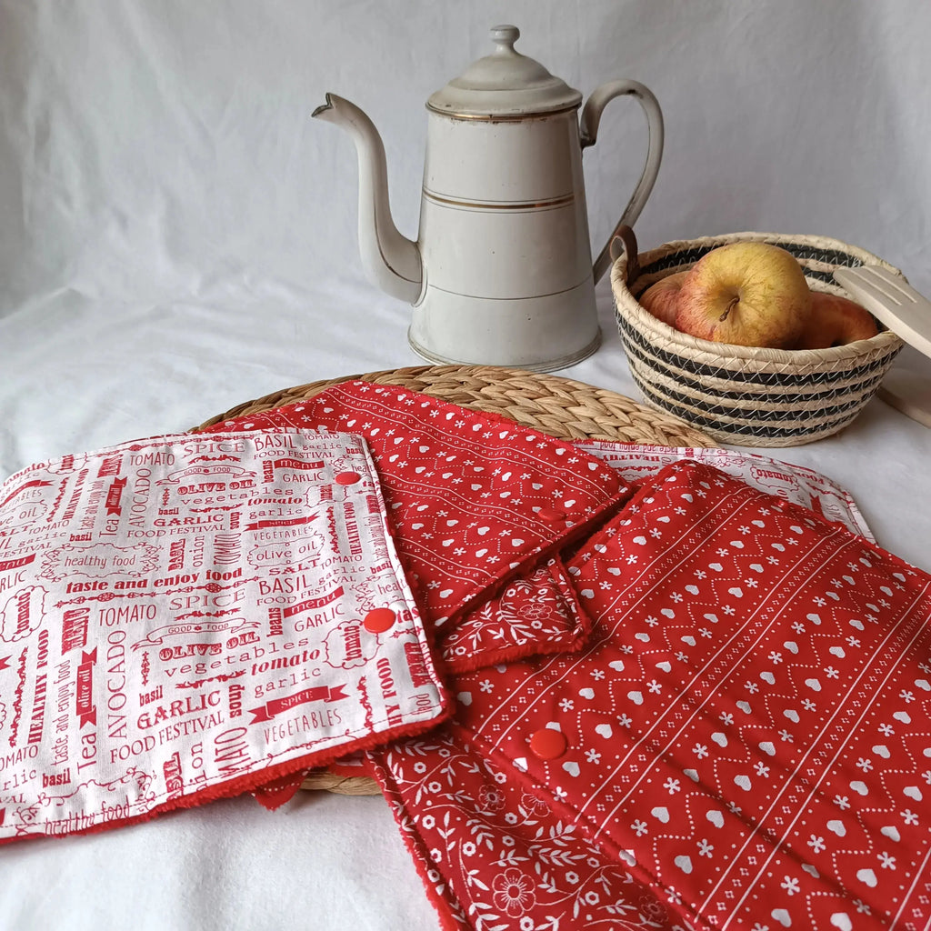 Essuie-tout réutilisable rouge et blanc, alternative au papier absorbant jetable