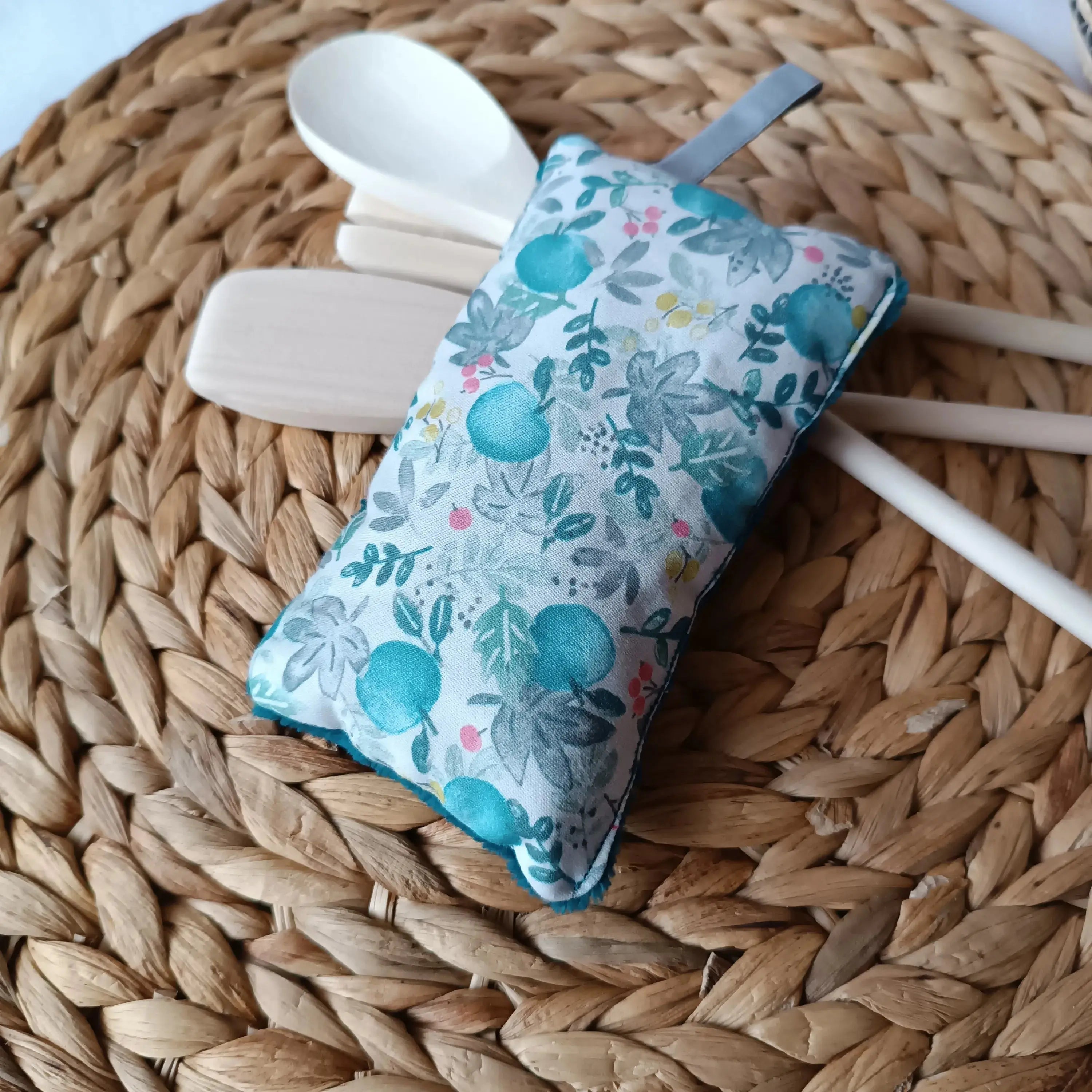 Éponge lavable vert émeraude en tissu éponge et coton imprimé
