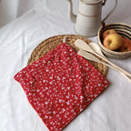 Essuie-main lavable - rouge - éponge imprimé fleurs Récup' Tissu de Lili