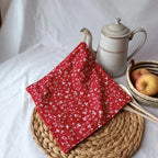 Essuie-main lavable - rouge - éponge imprimé fleurs Récup' Tissu de Lili