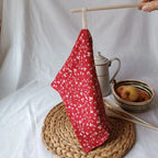 Essuie-main lavable - rouge - éponge imprimé fleurs Récup' Tissu de Lili