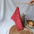 Essuie-main lavable - rouge - éponge imprimé fleurs Récup' Tissu de Lili