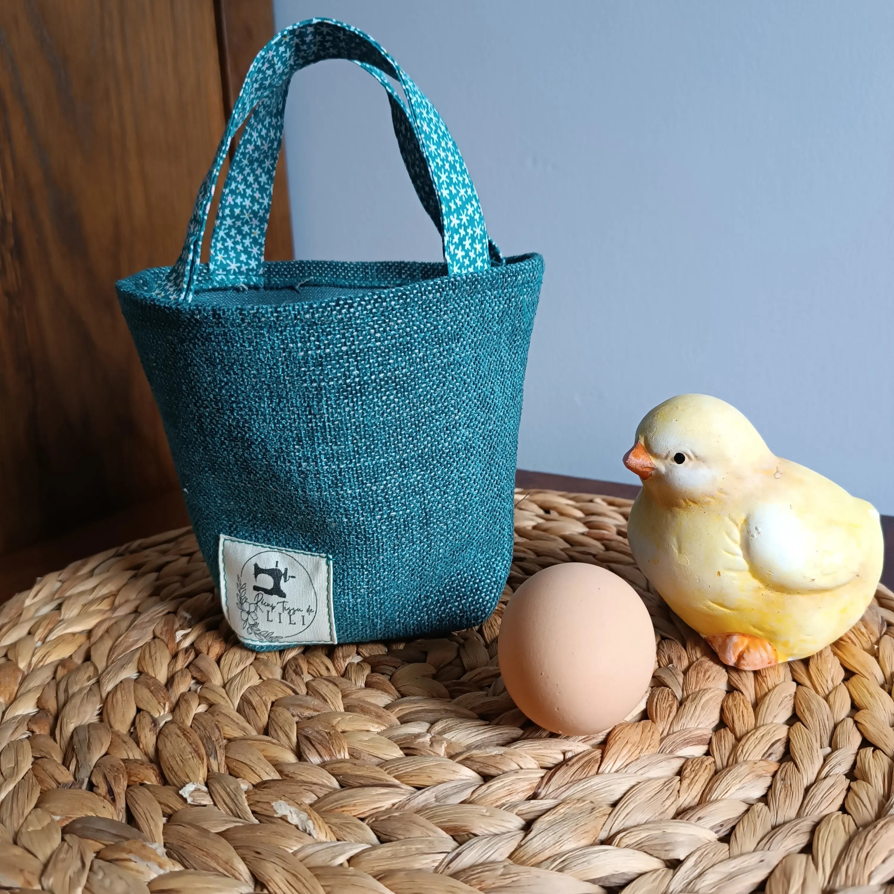 Panier de pâques récup Tissu de Lili - pâques 2026 - chasse aux œufs - sac pour Pâques - cadeau de Pâques - Pâques en 2026 - cadeau Pâques enfant - décoration Pâques artisanale